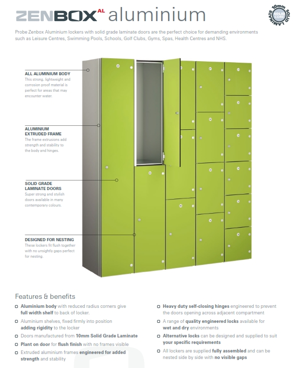 Aluminium Body Lockers with Solid Grade Laminate Doors